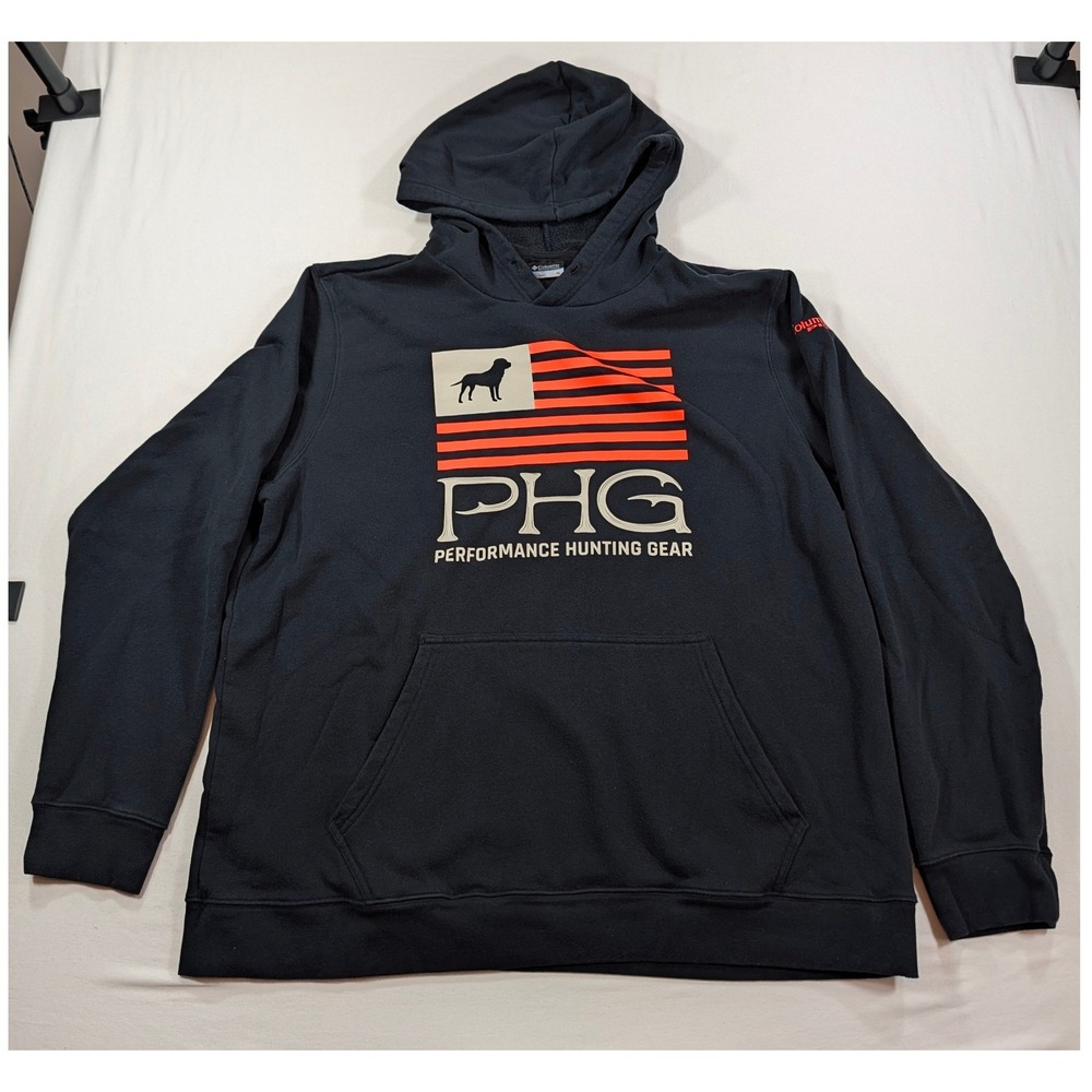 Columbia PHG Performance Hunting Gear Hoodie Black American Flag Graphic XL